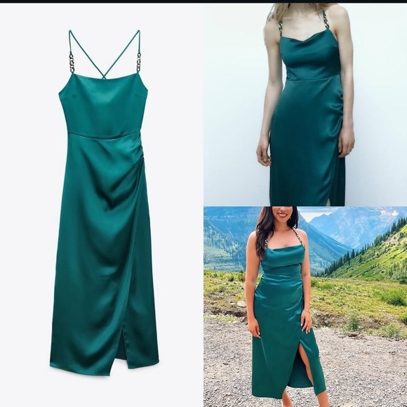 Zara Dresses & Skirts - 💚 SATIN LINGERIE STYLE DRESS
